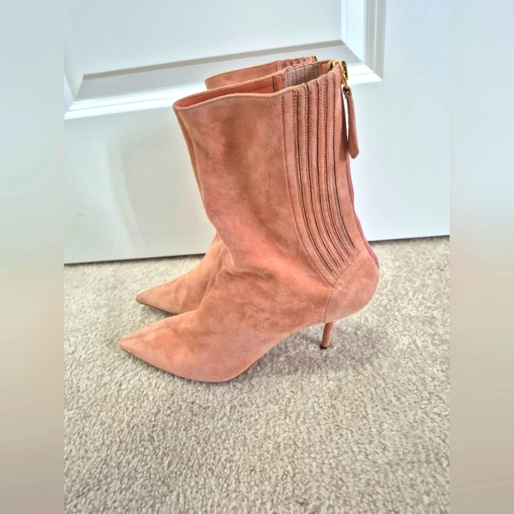 Aquazzura Pink Suede Stiletto High Heel Boots, Size EU 38, US 8 - Picture 6 of 10